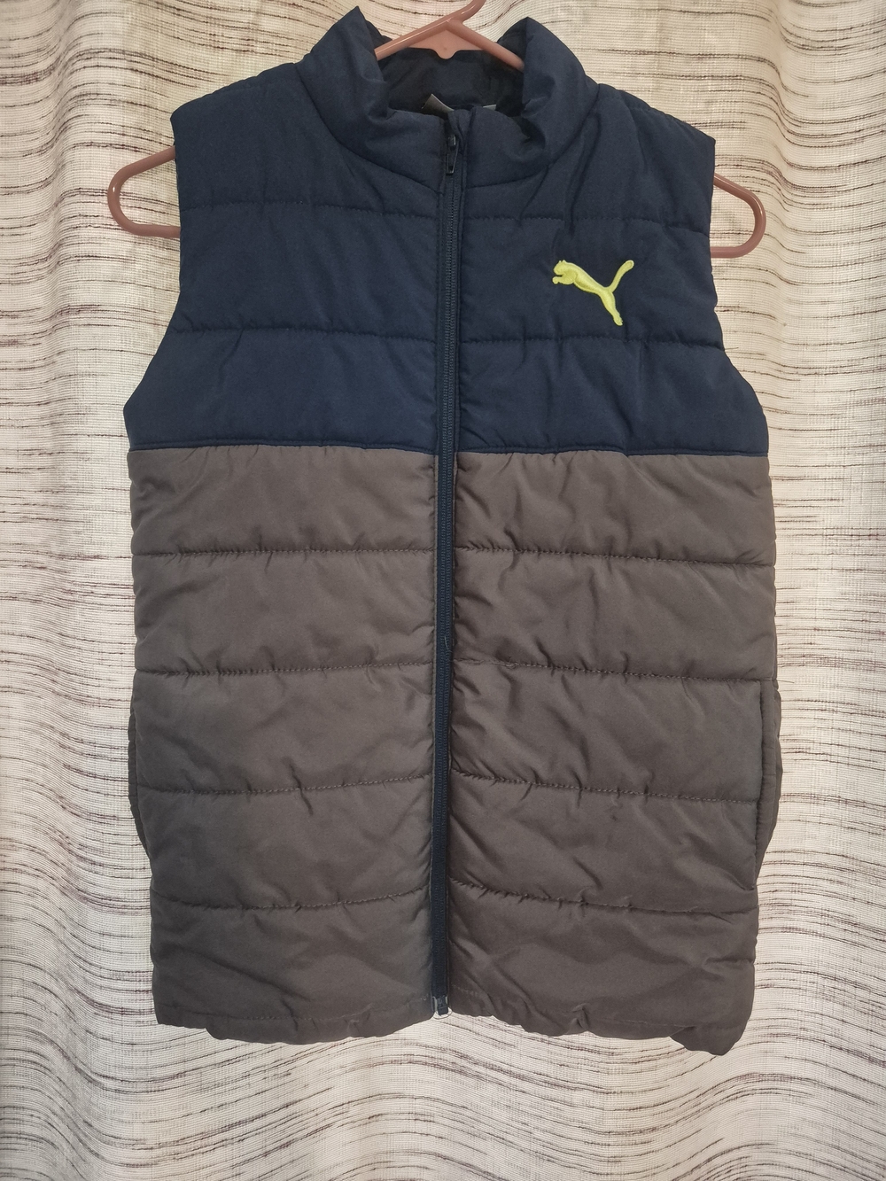 PUMA Kids' Navy and Gray Puffer Vest